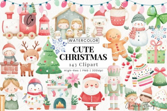 143 Cute Christmas Clipart Bundle for Illustrations