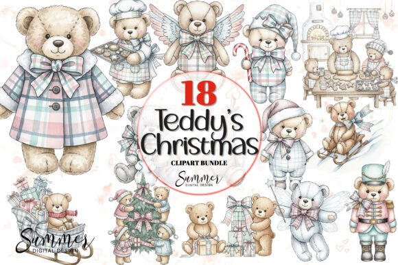 Adorable Teddy Bear Christmas Clipart