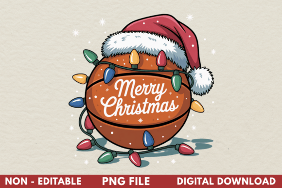 Christmas Basketball PNG, Santa Hat PNG