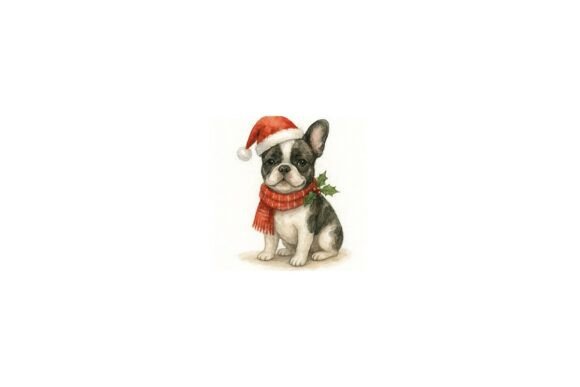 Christmas French Bulldog PNG File for Illustrations