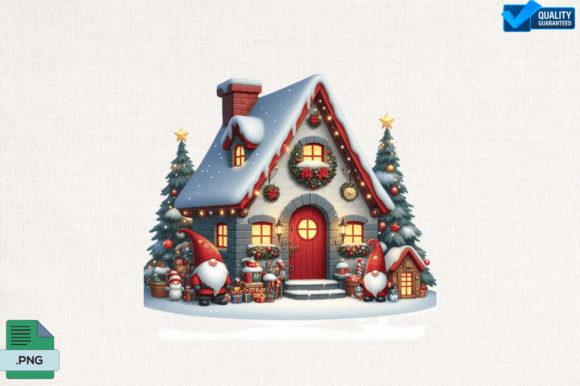 Christmas House Gnome Clipart PNG Design Review