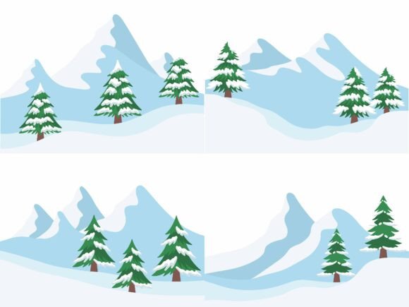 Christmas Snowy Tree and Mountain Illustrations Review
