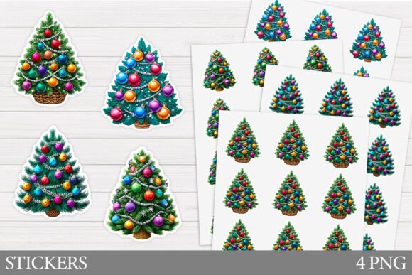 Christmas Tree Sticker Design for Illustrations