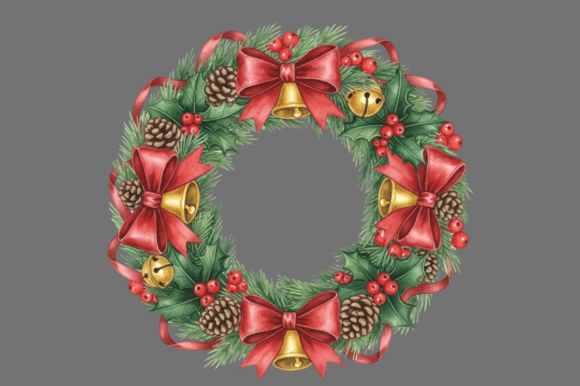 Christmas Wreath with Red Bows Pinecones: A Brand Designer’s Review of This Illustrations Asset