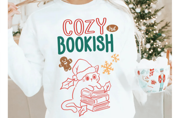 Cozy Bookish Cat Christmas PNG Review