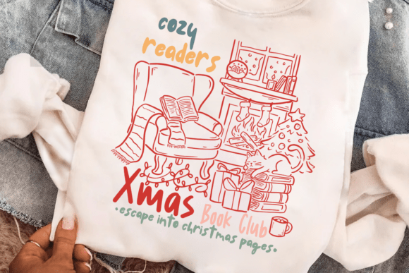 Cozy Readers Christmas PNG, Xmas Book: A Designer’s Review for Illustrations
