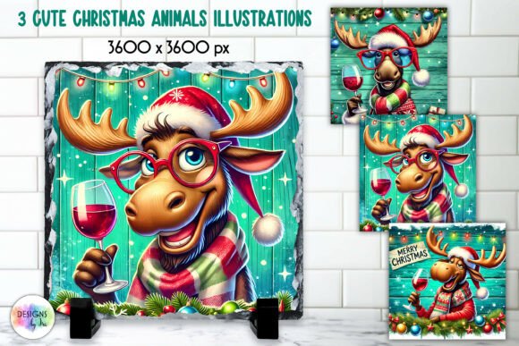 Cute Christmas Animals Illustration Review for Branding