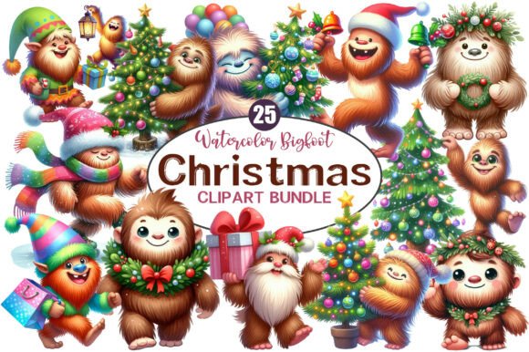 Cute Christmas Bigfoot Watercolor Clipar Review