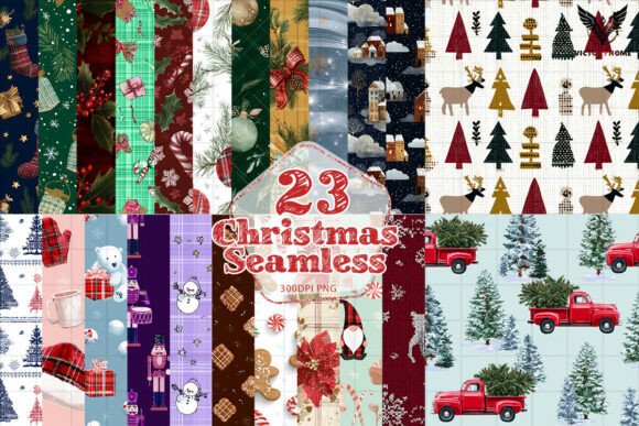 Cute Christmas Seamless Designs Pack PNG