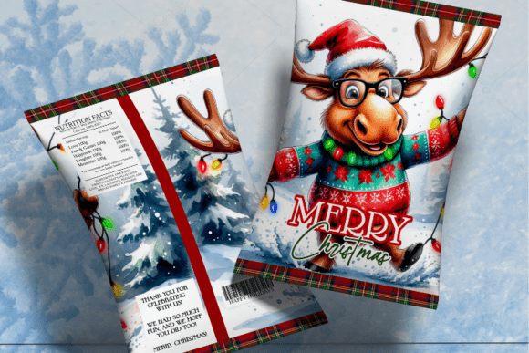 Dancing Christmas Moose Chip Bag Illustrations Review