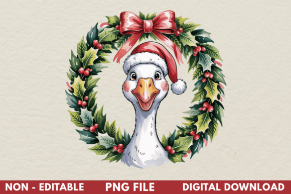 Festive Silly Goose Christmas Clipart for Illustrations