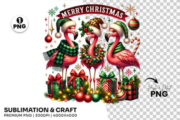 Flamingo Christmas Art Sublimation PNG for Modern Illustrations