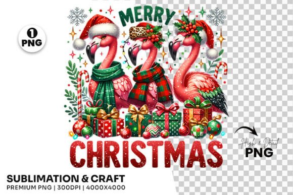Flamingo Merry Christmas Sublimation PNG Review for Illustrations