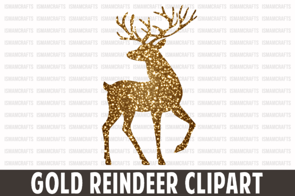 Gold Reindeer Christmas Clipart PNG Review
