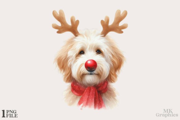 Golden Doodle Christmas Clipart PNG Review