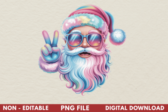 Holographic Pastel Sassy Santa Christmas Illustrations