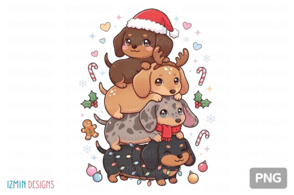 Kawaii Christmas Dachshund Stack Dog PNG: A Designer’s Review for Holiday Crafts