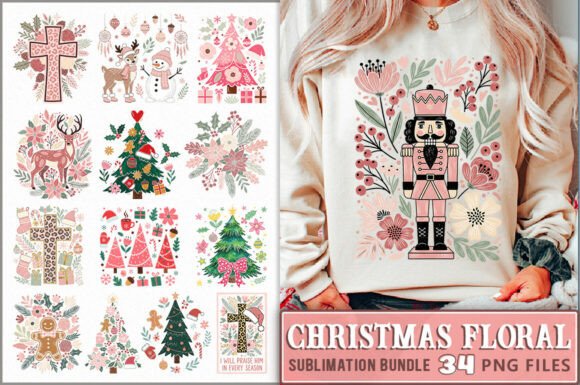 Pink Boho Floral Christmas PNG Bundle Review