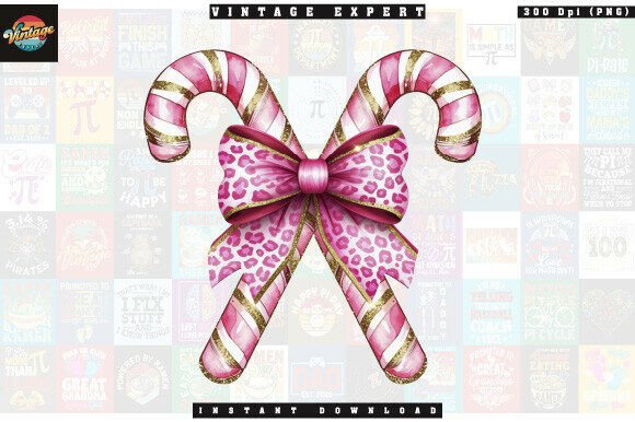 Pink Christmas Candy Cane Bow Clipart Review