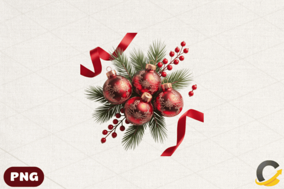 Red Christmas Ornaments Clipart PNG Desi Illustrations