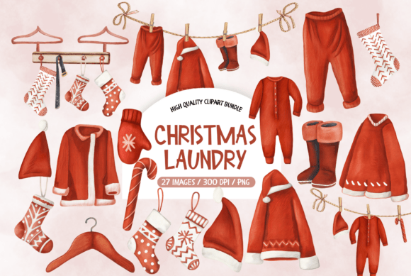 Santa Laundry Christmas Clipart Set: A Designer’s Review for Illustrations