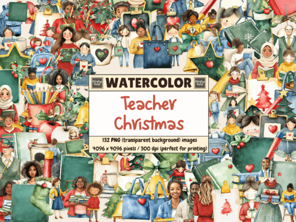Teacher Christmas Watercolor Clipart: A Review for Illustrations and Sellers
