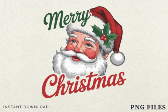 Vintage Merry Christmas Santa Claus PNG Review