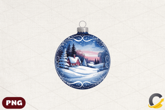 Watercolor Christmas Snow Bauble Clipart for Branding