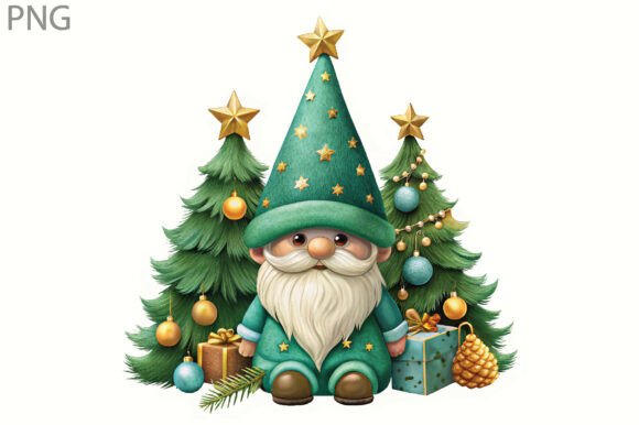 Whimsical Christmas Gnome Xmass Clipart for Illustrations